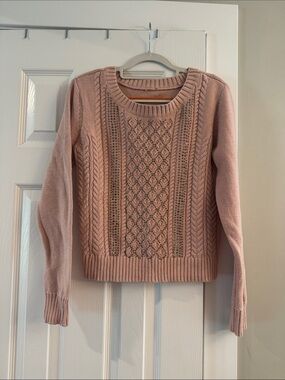 bebe Blush Cable Knit Crew Neck Sweater